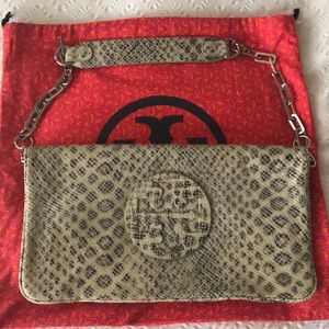 Tory Burch leather clutch with removable chain
